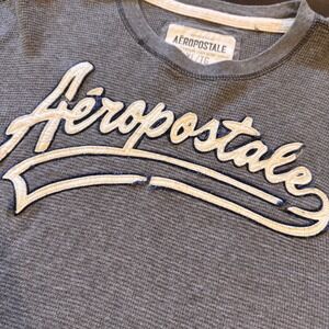 Aeropostale Mens Gray Waffle Knit Long Sleeve Crewneck Shirt XL Preppy Y2K Basic